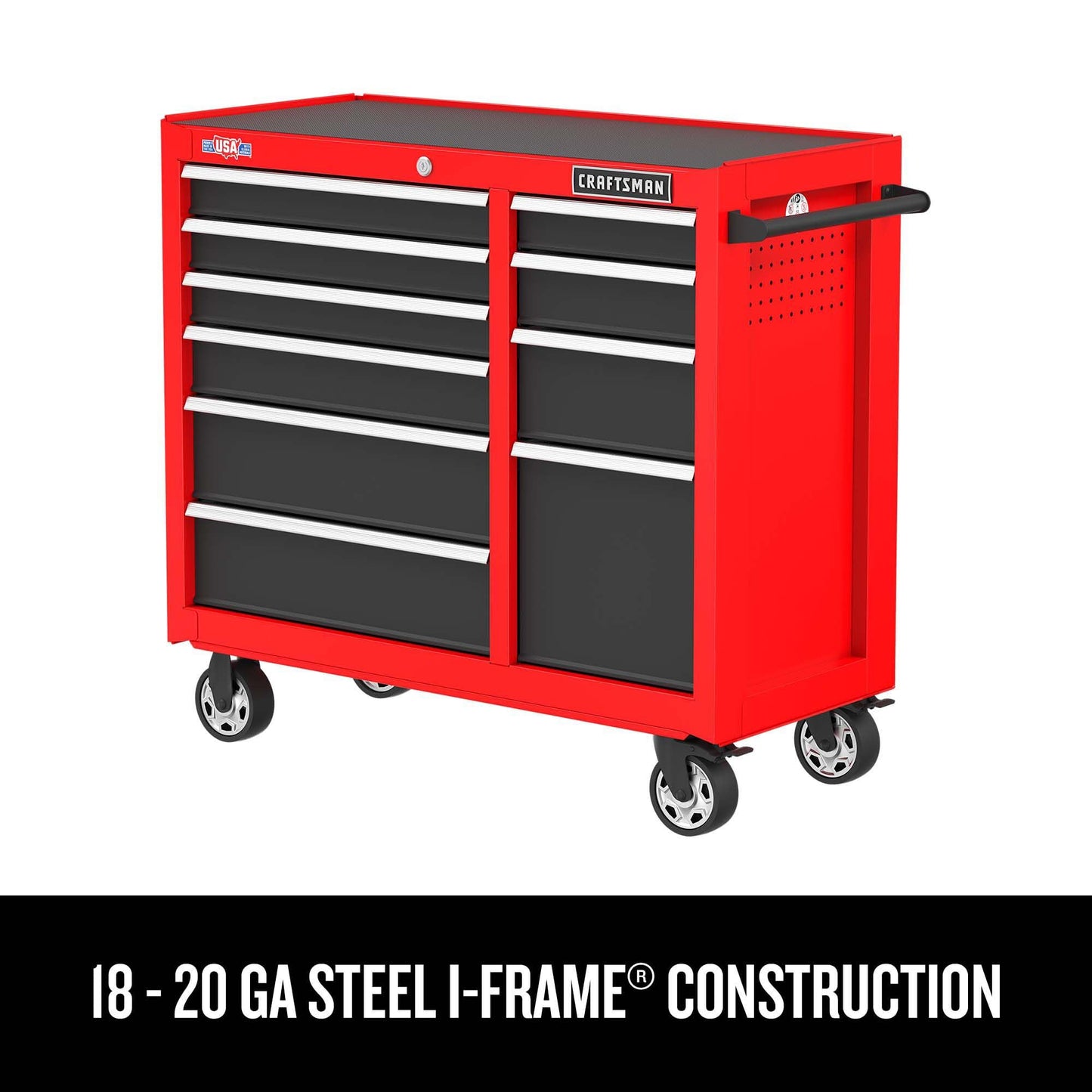 CRAFTSMAN 41" Rolling Tool Chest, 10-Drawer Steel Tool Cabinet with Drawer Trays and Paper Towel Holder (CMST341102RB)