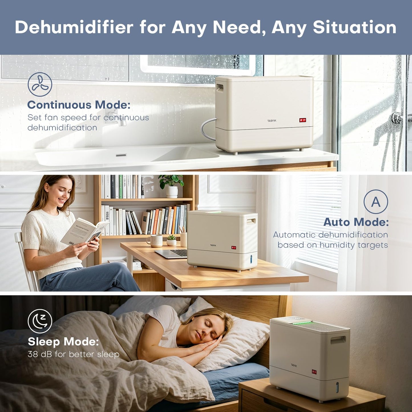 1,500 Sq.Ft Dehumidifier for Basement, 21 Pints Basement Dehumidifier with Drain Hose, Large Dehumidifiers for Home, RV, Bathroom, Bedroom - 1.2 Gallons(4.5L) Water Tank, 3 Modes, 24-Hour Timer