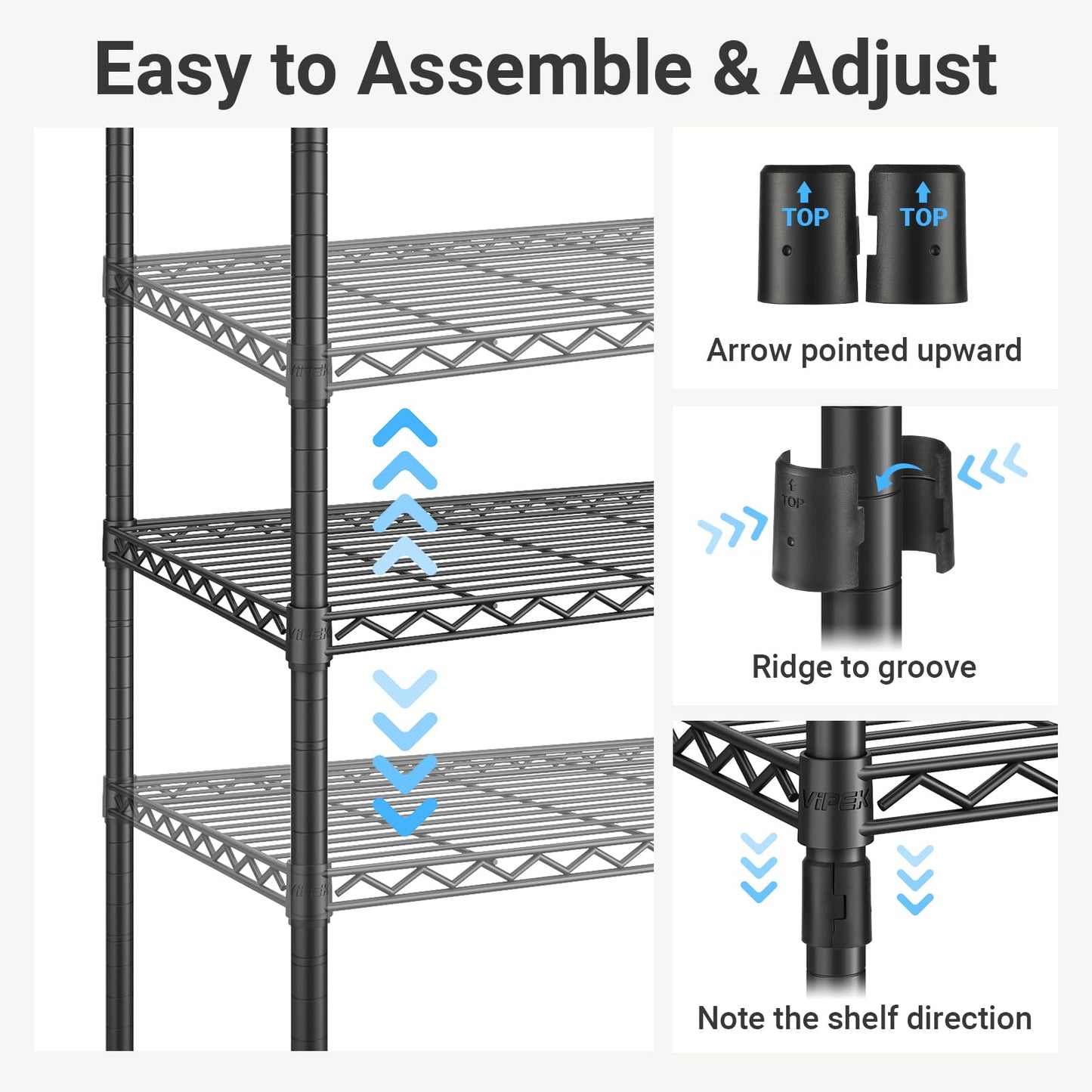 VIPEK X2 Expandable Reach-in Closet Racks Adjustable from 3'3" to 4'8" Portable Open Walk-in Closet Rack System with Flexible Shelves and Hanger Rods Clothing Rack for Hanging Clothes, White