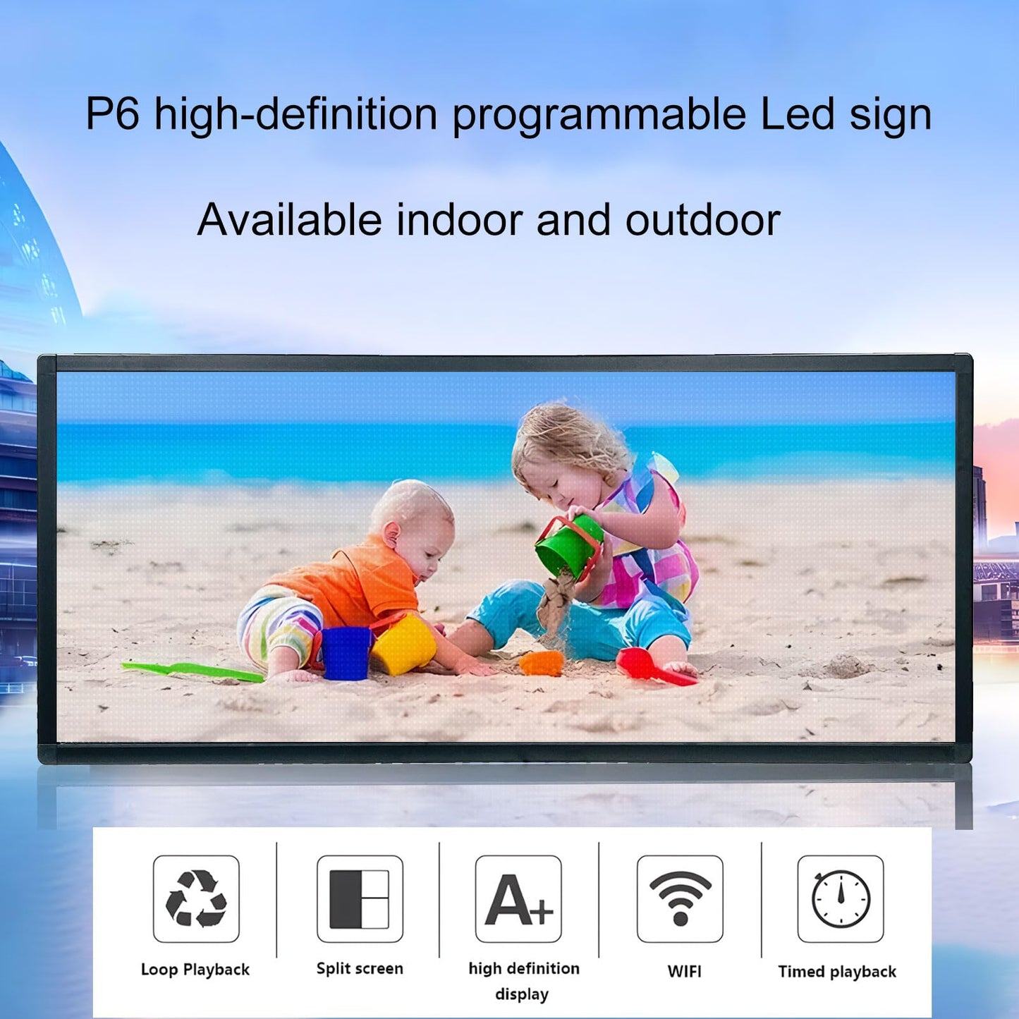 P6 Programmable Led Sign,Scrolling Full Color Digital Message Board 40"X17"