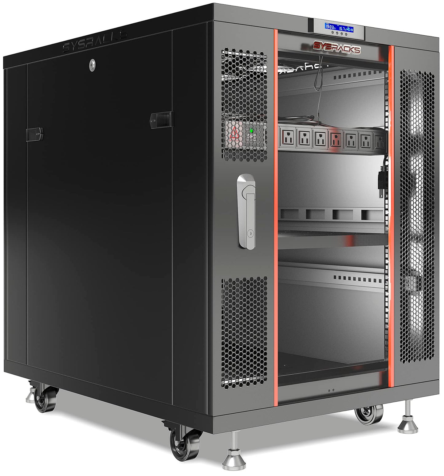 Server Rack Cabinet, 39” Deep 19” Floor Standing Network Enclosure (Glass Door, 18U – 39" Deep (24" W x 39" D x 37" H))