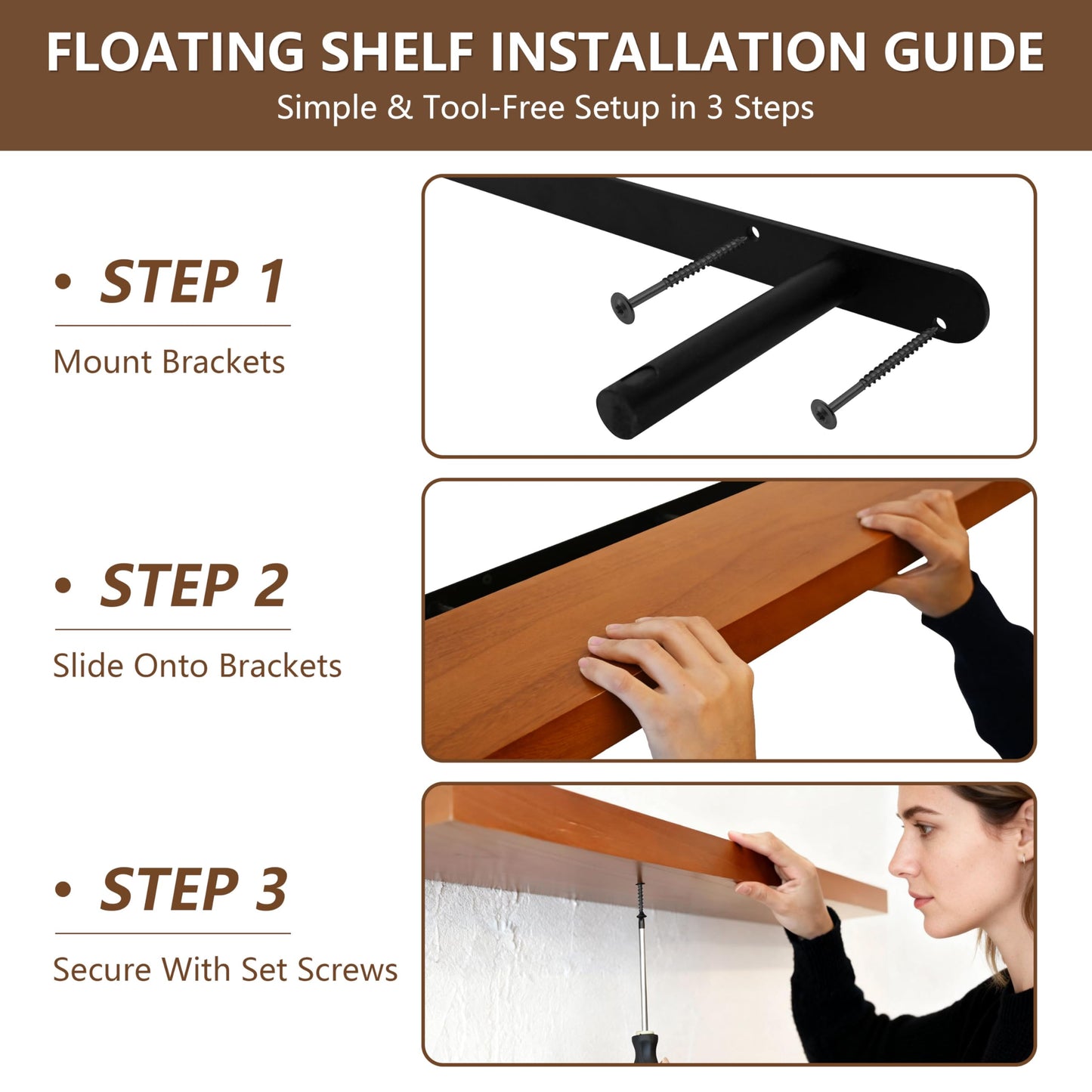IEO Long Wooden Floating Shelves for Room Wall, Natural Wood Floating Shelves Wall Mounted Kitchen Shelf for Living Room, Bedroom, Kitchen,Bathroom, Storage (Honey Oak, 72in 2tier)