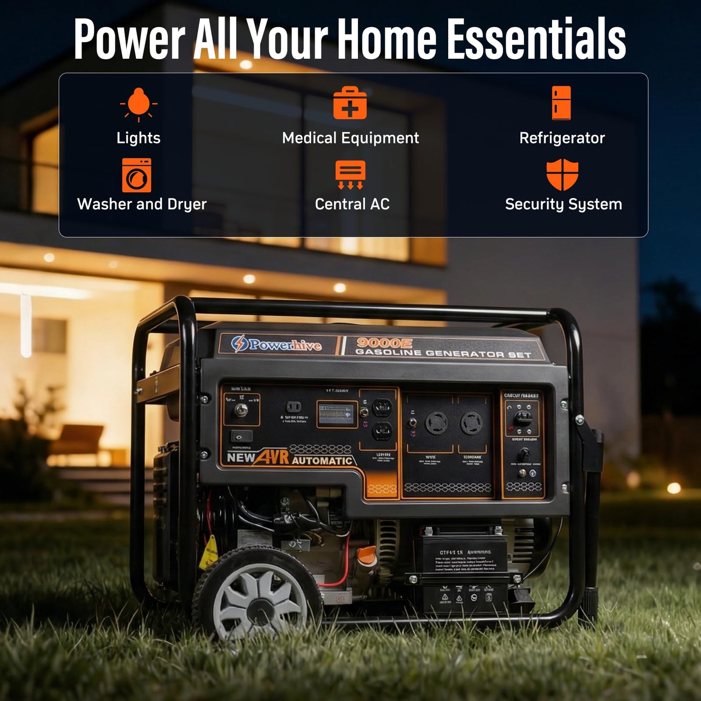 7500 Watt Generator for Camping Home Use RV & Emergency Ready, Remote Electric Start Gas Powered, Transfer Switch Ready with Wheel Kit, CO Sensor
