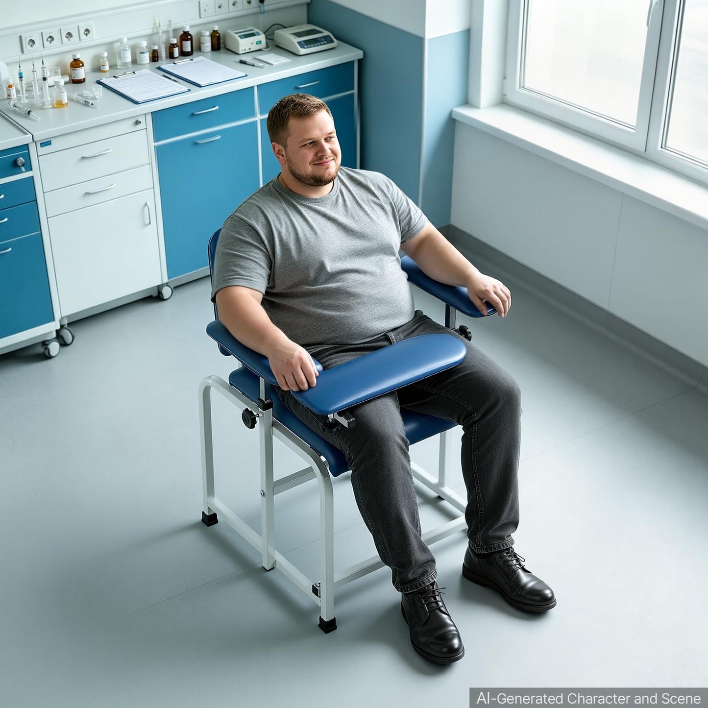 VEVOR Phlebotomy Chair 500LBS Capacity Blood Draw Medical Chair, Comfortable Blood Drawing Chairs with Adjustable Armrests, Soft Padded Seat, Easy-to-Clean PVC Leather for Hospitals Clinics