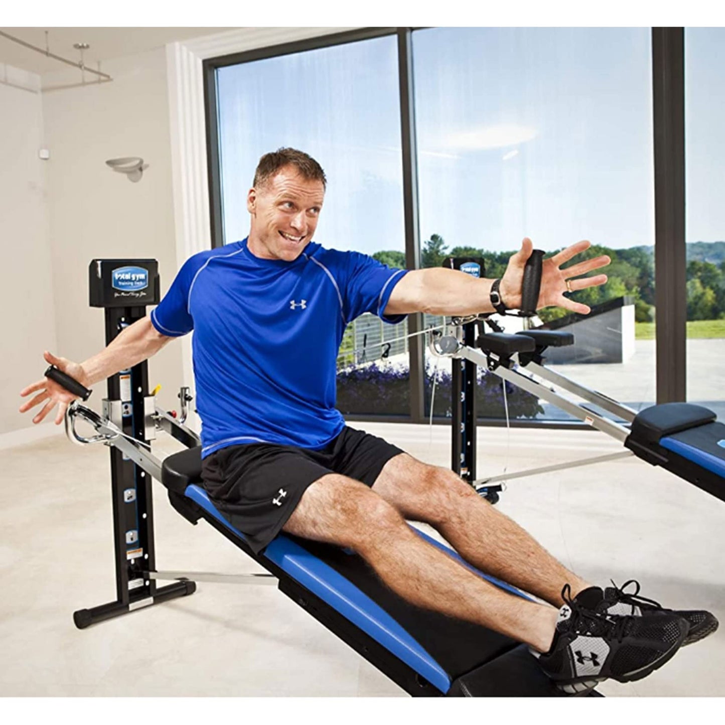 Total Gym XLS Men/Women Universal Full Body Training Home Gym Machine, 80 Unique Exercises, w/ Squat Stand, Leg Pull, 2 Ankle Cuffs & Exercise Chart