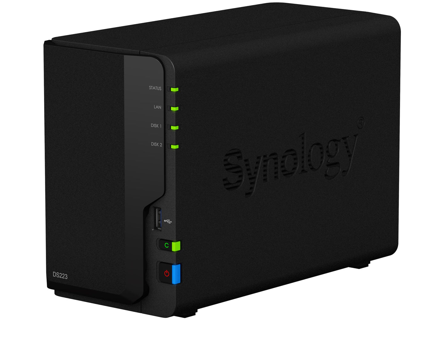 Synology DS223 Home & Office Backup Hub - Centralize Files, Protect Data & Monitor Property (2-Bay Diskless NAS)