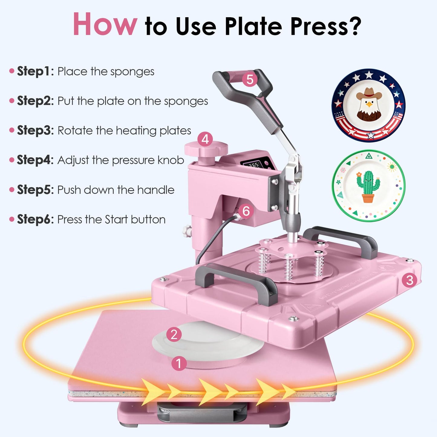 Seeutek 12x15 Inch 5 in 1 Heat Press Machine, 360° Swing Away Sublimation Press with 20oz & 30oz Tumbler Attachments for T-Shirts, Mugs, Hats & Plates, Pink