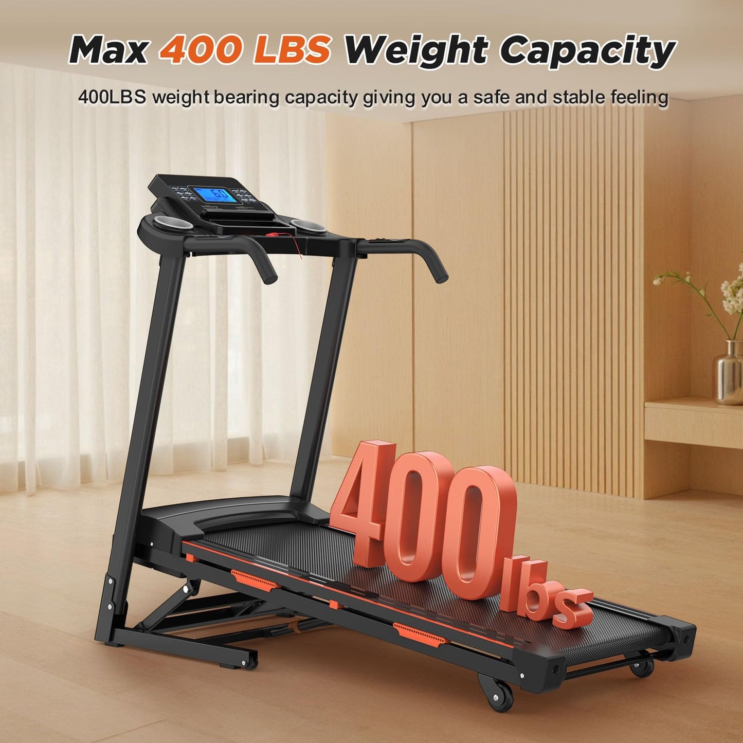 Walking Pad Treadmill with Incline and Handle Bar, 15% Auto Incline Treadmill with APP, 3.25HP Brushless Motor, Folding Electric Treadmill for Home, 0.5-8.5 MPH, Large LED Display