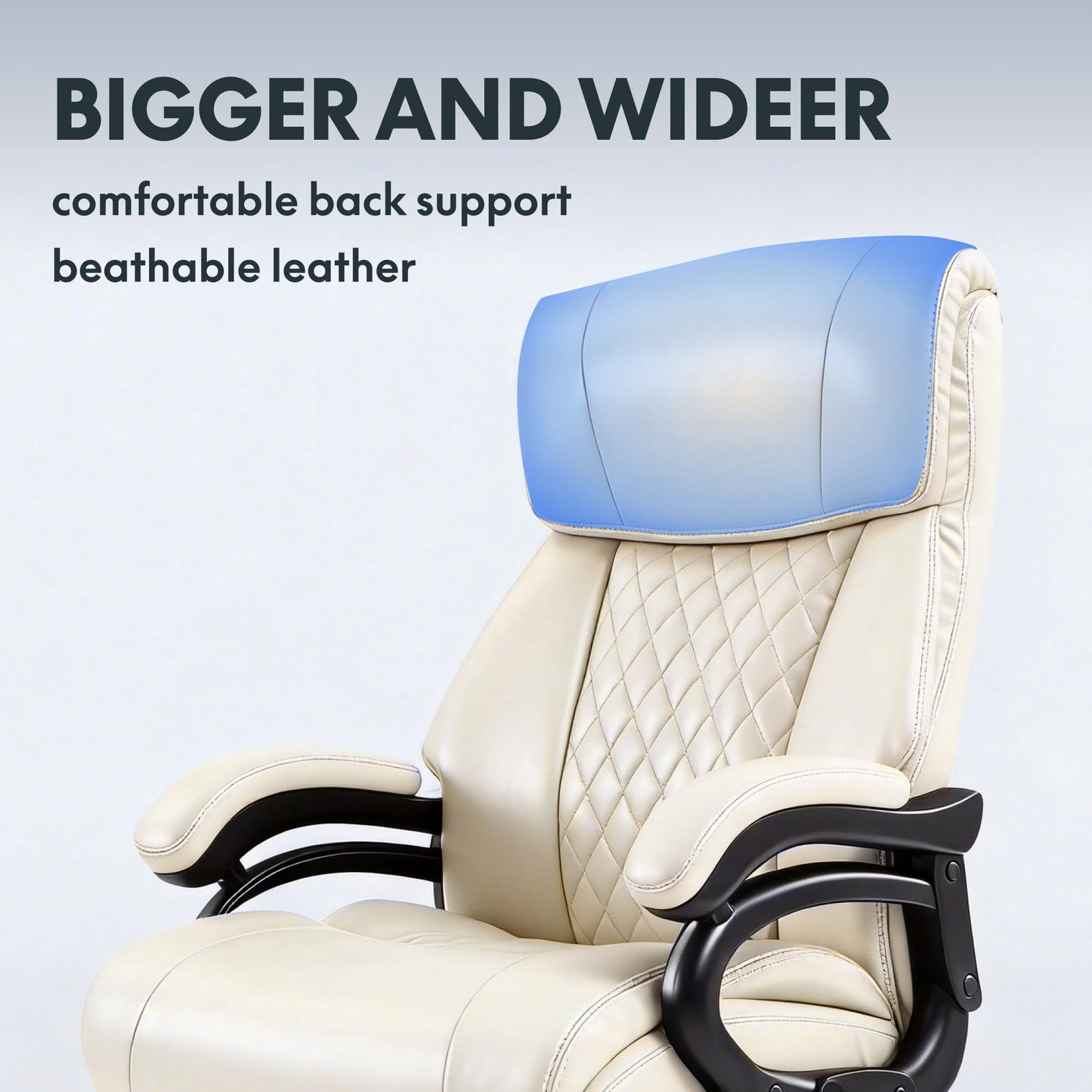 FLEXISPOT 500lbs Big and Tall Office Chair for Heavy People, Heavy Duty Computer Chair with Stable Arms Adjustable Lumbar Support Metal Base, Desk Chairs for Home Office Gaming Working, Leather, Beige