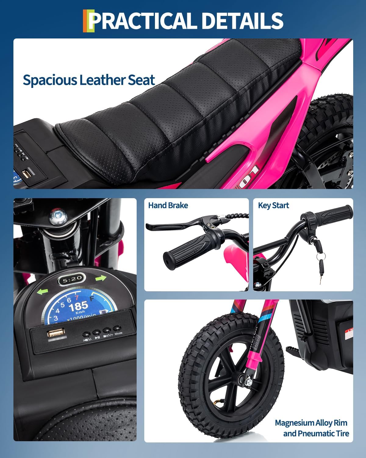 GarveeLife Electric Dirt Bike for Teens, 12" Fat Tire 350W Electric Motorcycle with 24V Battery, 14MPH Top Speed, 130 LBS Max Load, Mini Dirtbike for Kids, Mountain Off-Road Bike Fit Age 10+