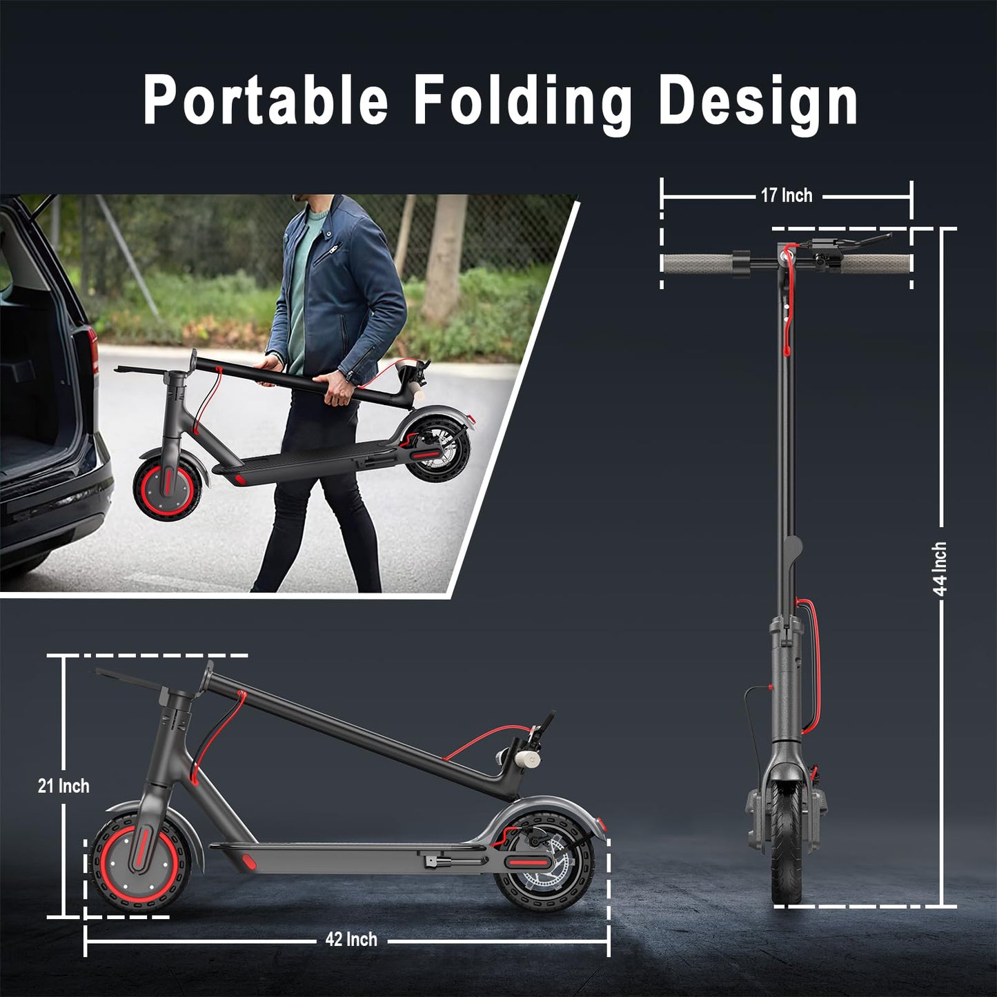 Roinside Scooter for Adults- 8.5" Solid Tires/350W Motor, 19 MPH Digital Display, Up to 21 Miles Long-Range Commuting Folding E-Scooter for Adults with Dual Braking System, App Control