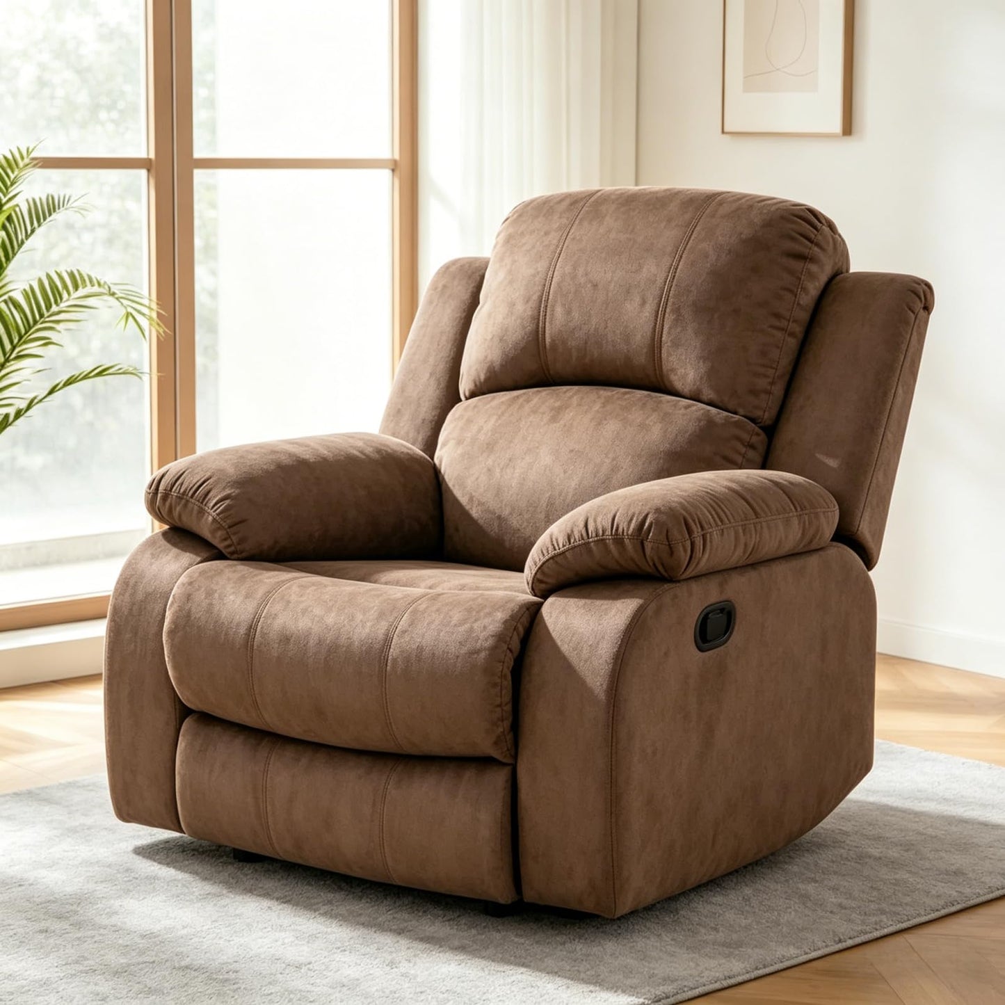 Trygoal Power Recliner Chair, Oversized Reclining Chair with Home Theater Seating, Oversized Single Electric Recliner Breathable Living Room Chairs for Adults Reading Gaming, Brown