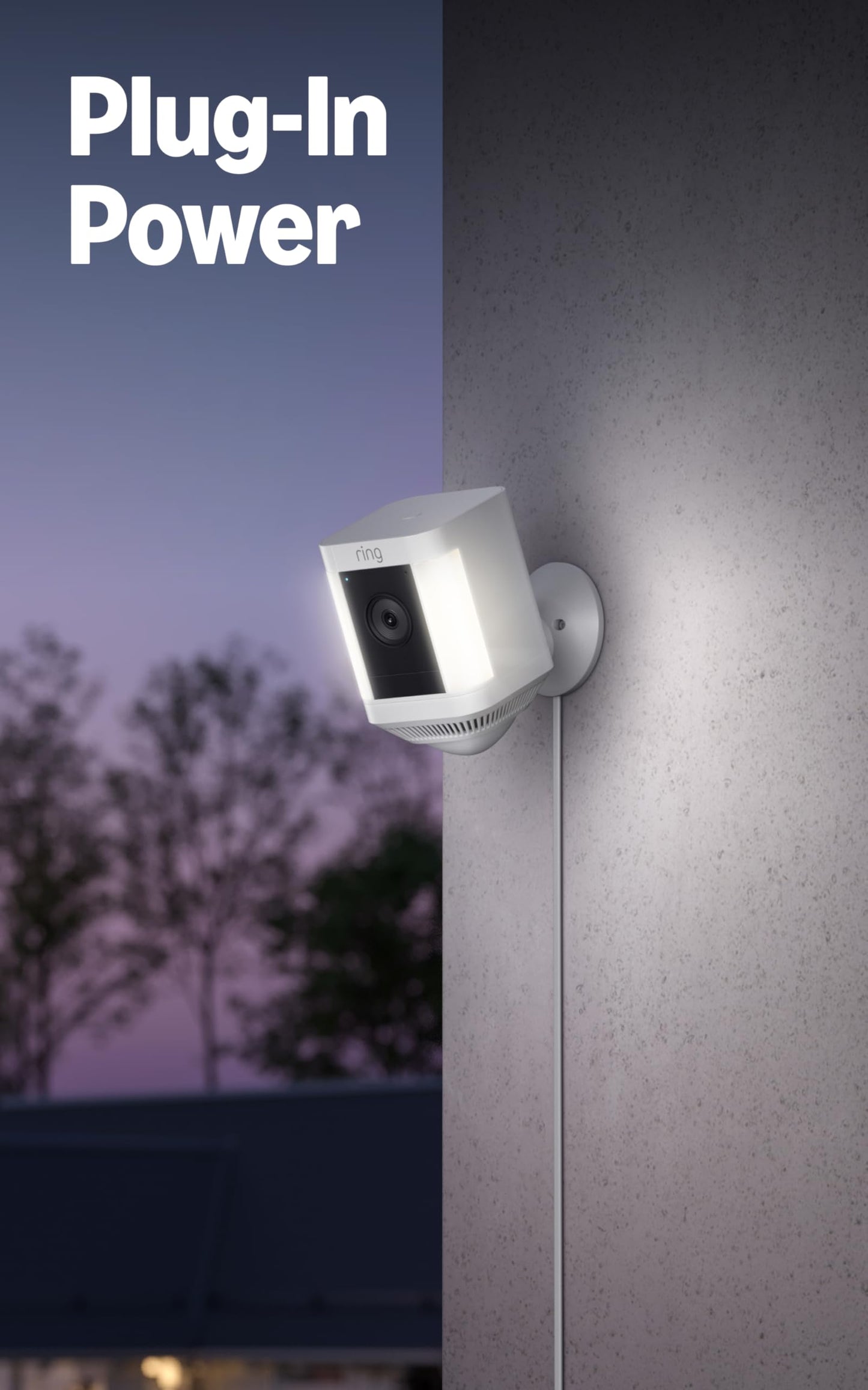 Ring Spotlight Cam Plus, Battery, Home or business security with HD video, Two-Way Talk, Color Night Vision, and Security Siren, 3-pack, White