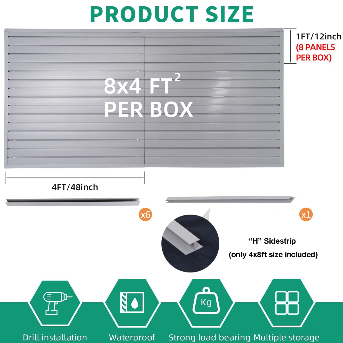 FRAYSCENT Slat Wall Paneling Garage Slat Wall Storage Systems Slatwall Panels Power Tool Organizer Wall Mount, PVC Garage Storage & Organization Products Slate Board (Grey, 4ft x 8ft)