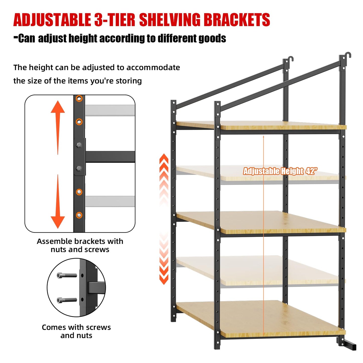 4 Pack Heavy-Duty Shipping Container Shelves with 57"(H) X 18"(W)