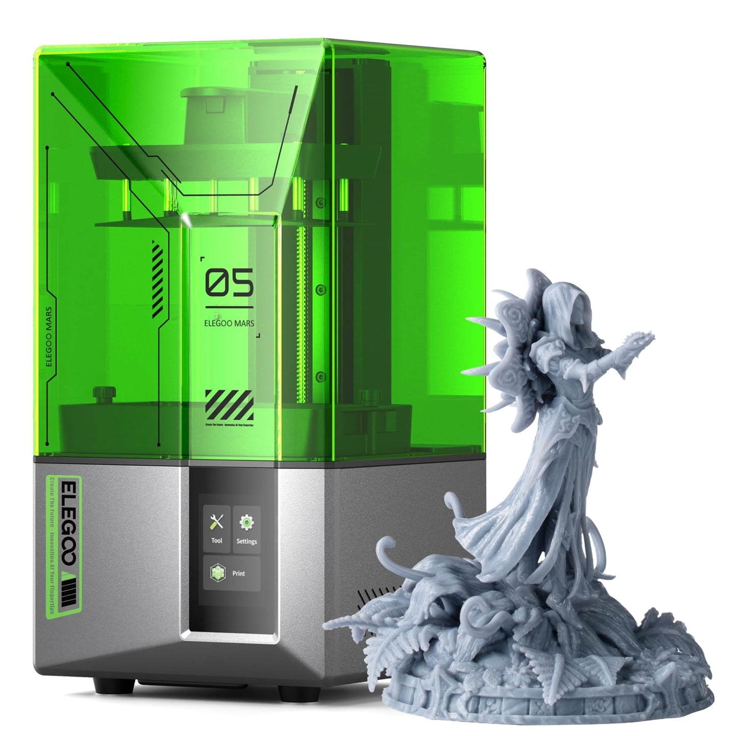 ELEGOO Mars 5 MSLA Resin 3D Printer, Resin Printer for Beginner with Auto-Leveling, Smart Mechanical Sensor, Overheat Protection, 6.6-inch 4K LCD Screen, Printing Size of 5.91 × 5.65 × 3.53 Inches