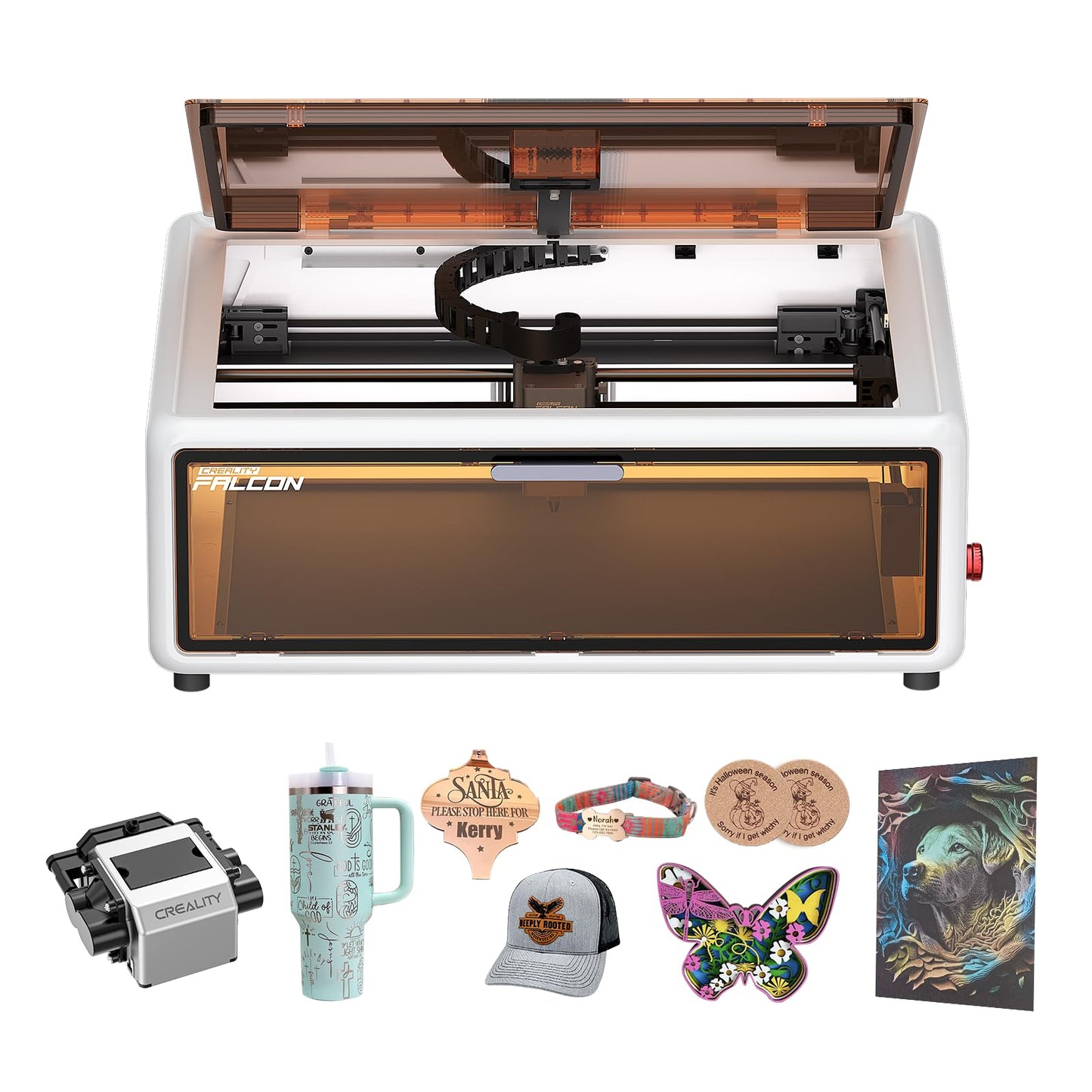 Creality Falcon A1 10W Laser Engraver, 80W Powerful Output, Fully Enclosed, 600mm/s Speed, HD Camera Auto Positioning, Pre-Assembled&Smart Material Recognition, Ideal for Wood & Metal, White