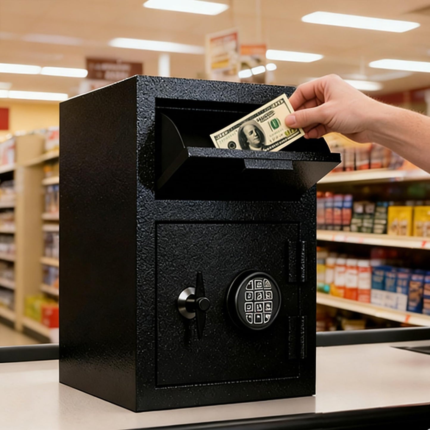 BUTISOW 2.6 CUB Commercial Front-Drop Fireproof Safe, Money Safe Box with Anti-Fishing & Fireproof Bag for Home, Office, Jewelry, Documents (2.6 Cuft Drop Safe)