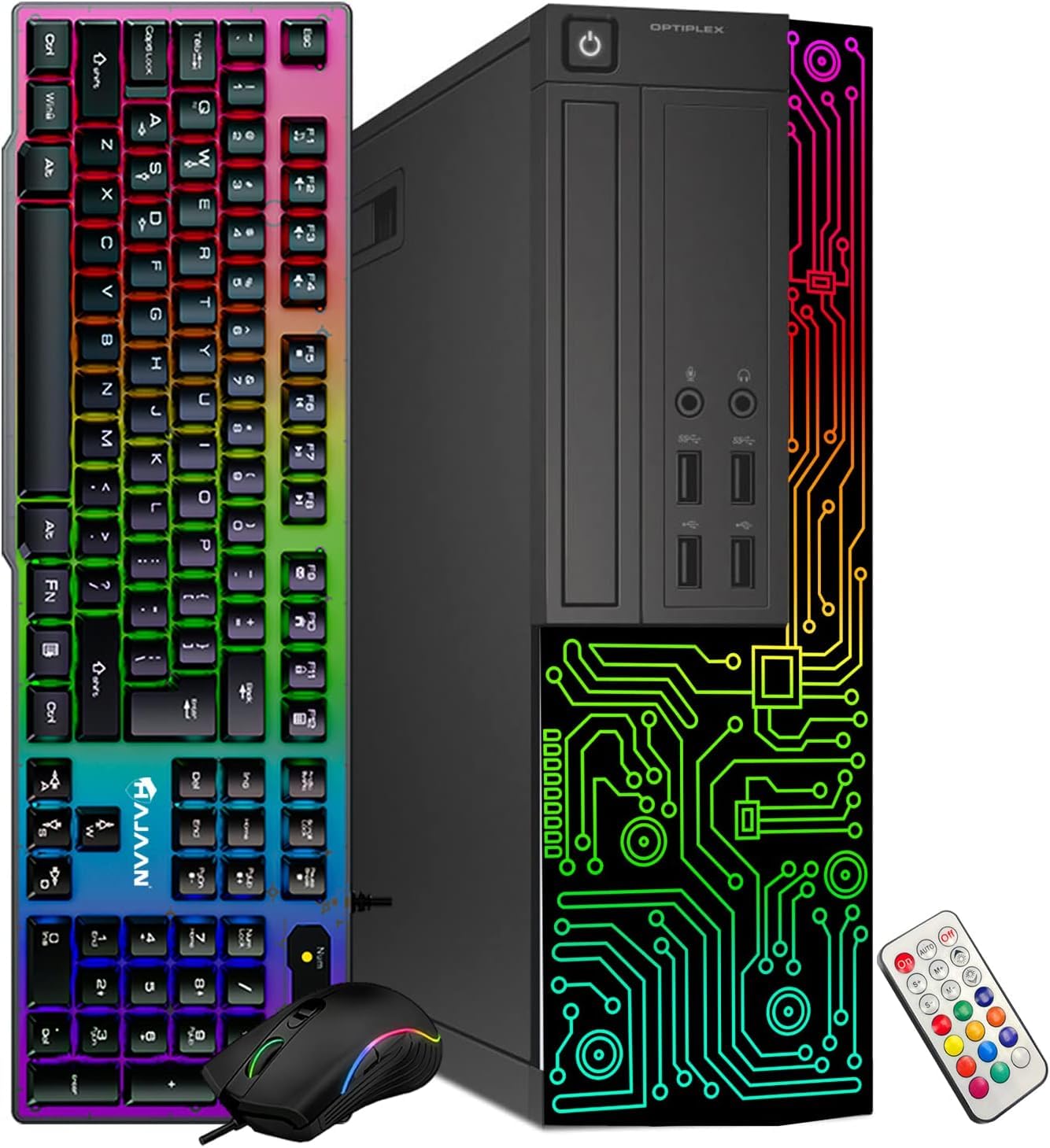Dell Gaming OptiPlex Desktop RGB Computer PC, Intel Core i7, GeForce GT 1030 2GB GDDR5, 16GB RAM, 512GB SSD, 24 Inch HDMI Monitor, Keyboard Mouse and Headset, WiFi, W11 Pro (Renewed)