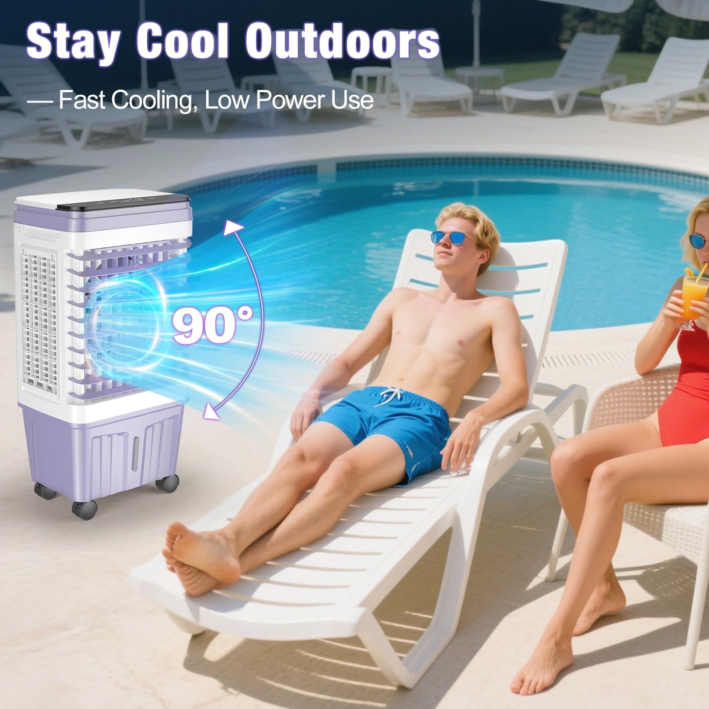 Portable Air Conditioners, 3000 CFM Swamp Cooler, Evaporative Air Cooler with 6.87 Gal Water Tank, 3 Speeds & 4 Modes, 120° Oscillation, 15H Timer Air Cooler for Home, Kitchen, Bedroom
