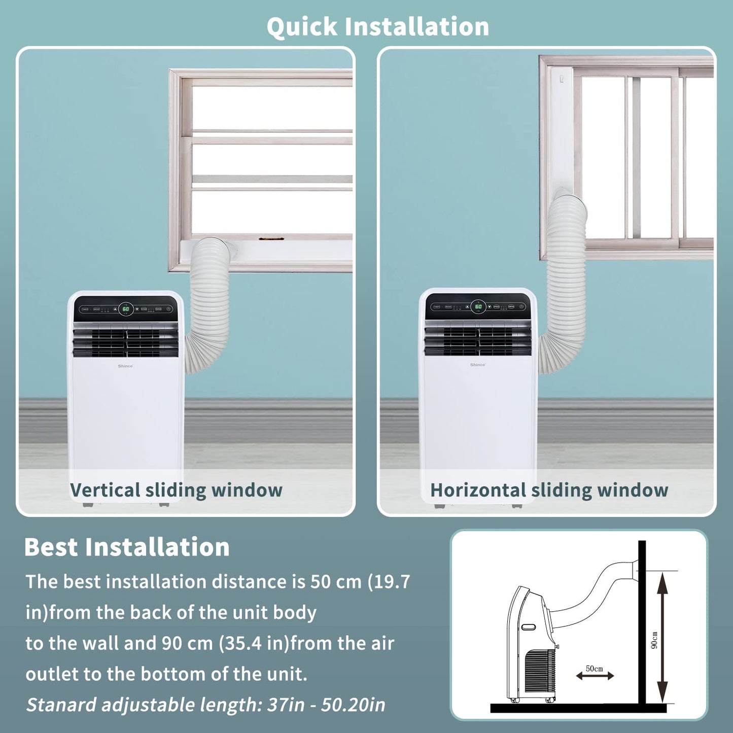 Shinco 12,000 BTU Portable Air Conditioner, Portable AC Unit with Built-in Cool, Dehumidifier&Fan Modes for Room up to 450 sq.ft, with Remote Control, 24 Hour Timer, Installation Kit
