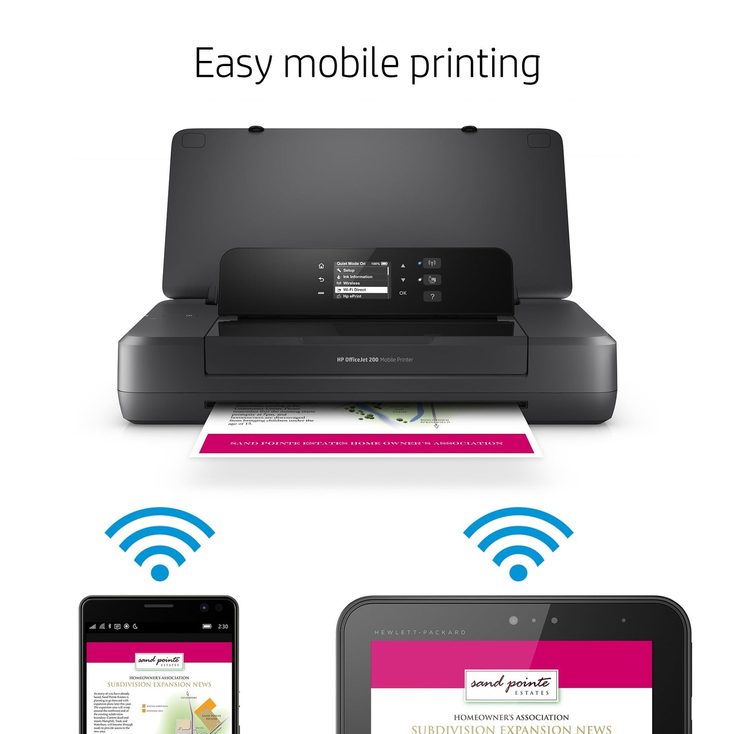 HP OfficeJet 200 Wireless Mobile Printer - Black, Battery Included (CZ993A)