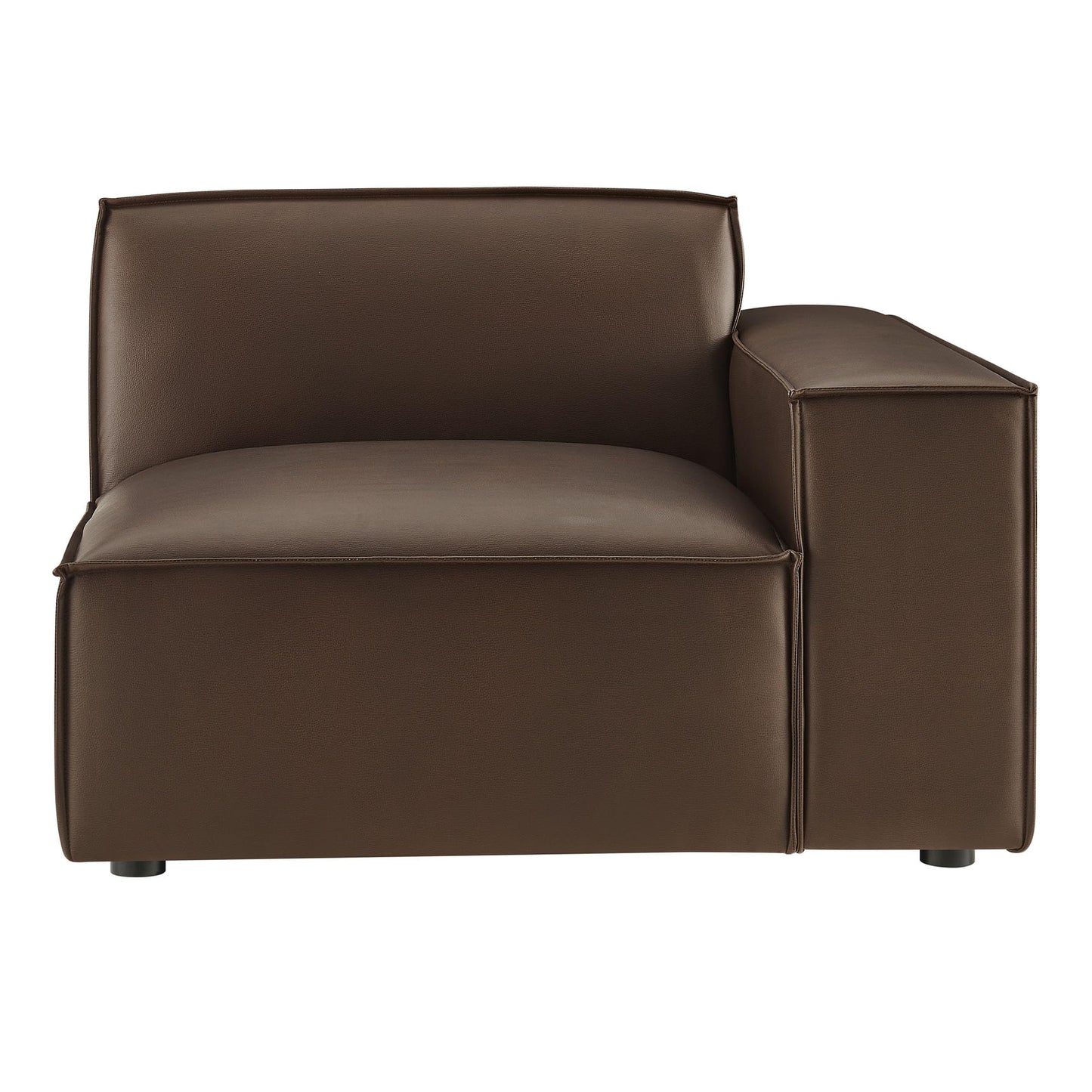 Modway Restore Right-Facing Faux Leather Modular Lounge Chair in Espresso - Living Room Vegan Leather Upholstered Single-Arm Accent Armchair for Sectional Sofa