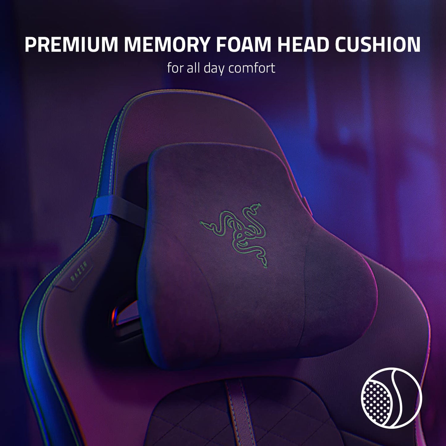 Razer Enki Gaming Chair: All-Day Comfort - Built-in Lumbar Arch - Optimized Cushion Density - Dual-Textured, Eco-Friendly Synthetic Leather - Reactive Seat Tilt & 152-Degree Recline - Black