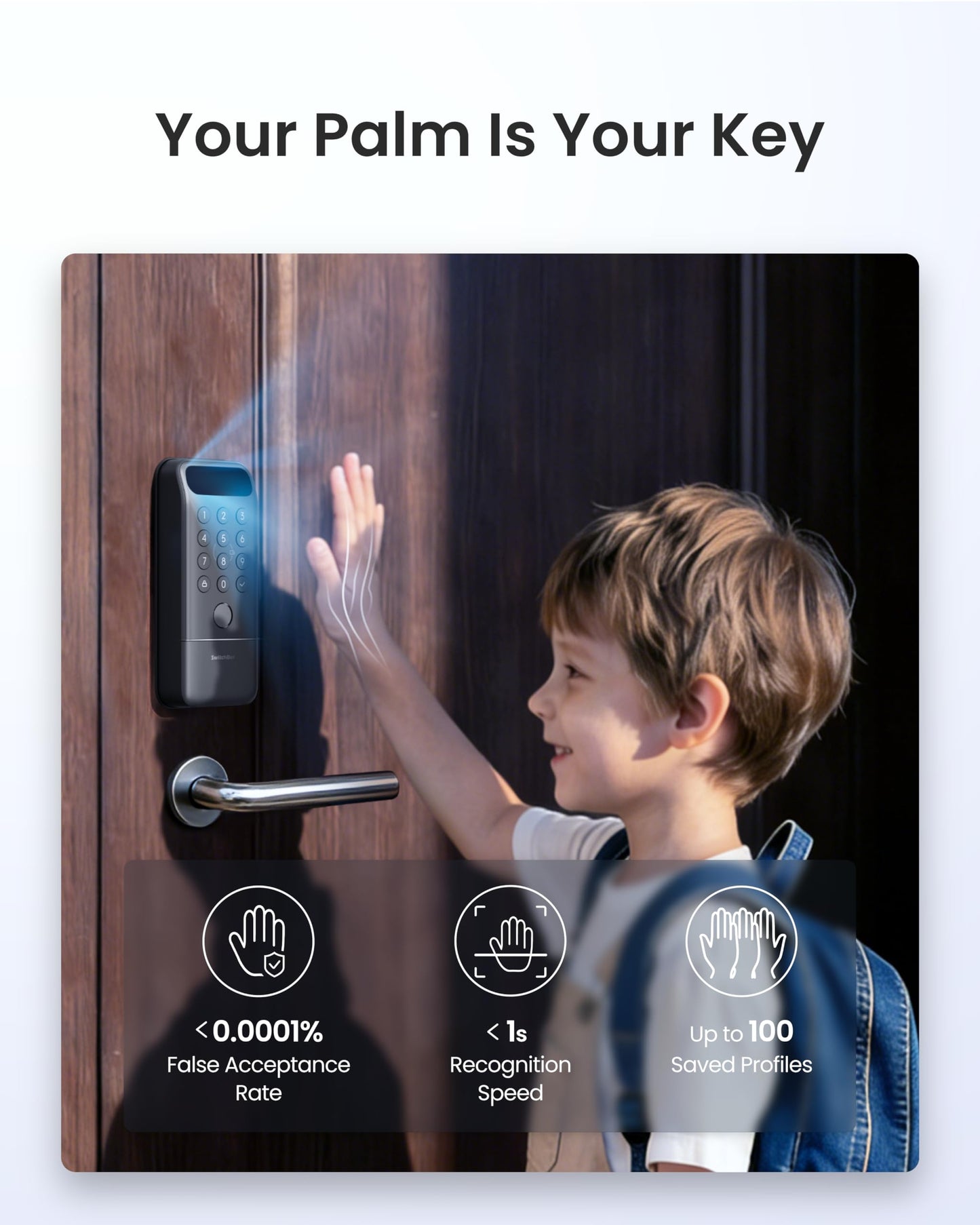 SwitchBot Lock Vision Pro Smart Lock, 3D Face Recognition + Palm Vein + Fingerprint, Keyless Entry Deadbolt for Front Door, 12-Month Battery, WiFi No Hub, Auto-Lock, Matter, Apple Home, Alexa, Google