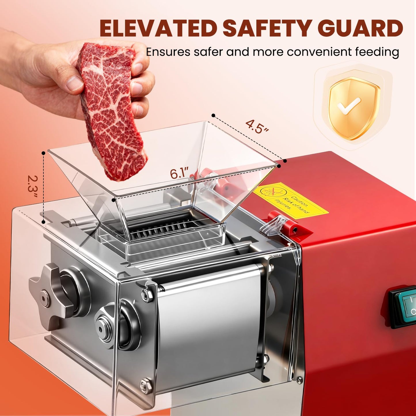 NEWTRY 850W 3 in 1 Commercial Meat Cutter, Electric Meat Slicer Shredder Machine with 5mm Blade 330lb/h Automatic Meat Processor for Boneless Meat & Soft Vegetables 110volt (5mm)