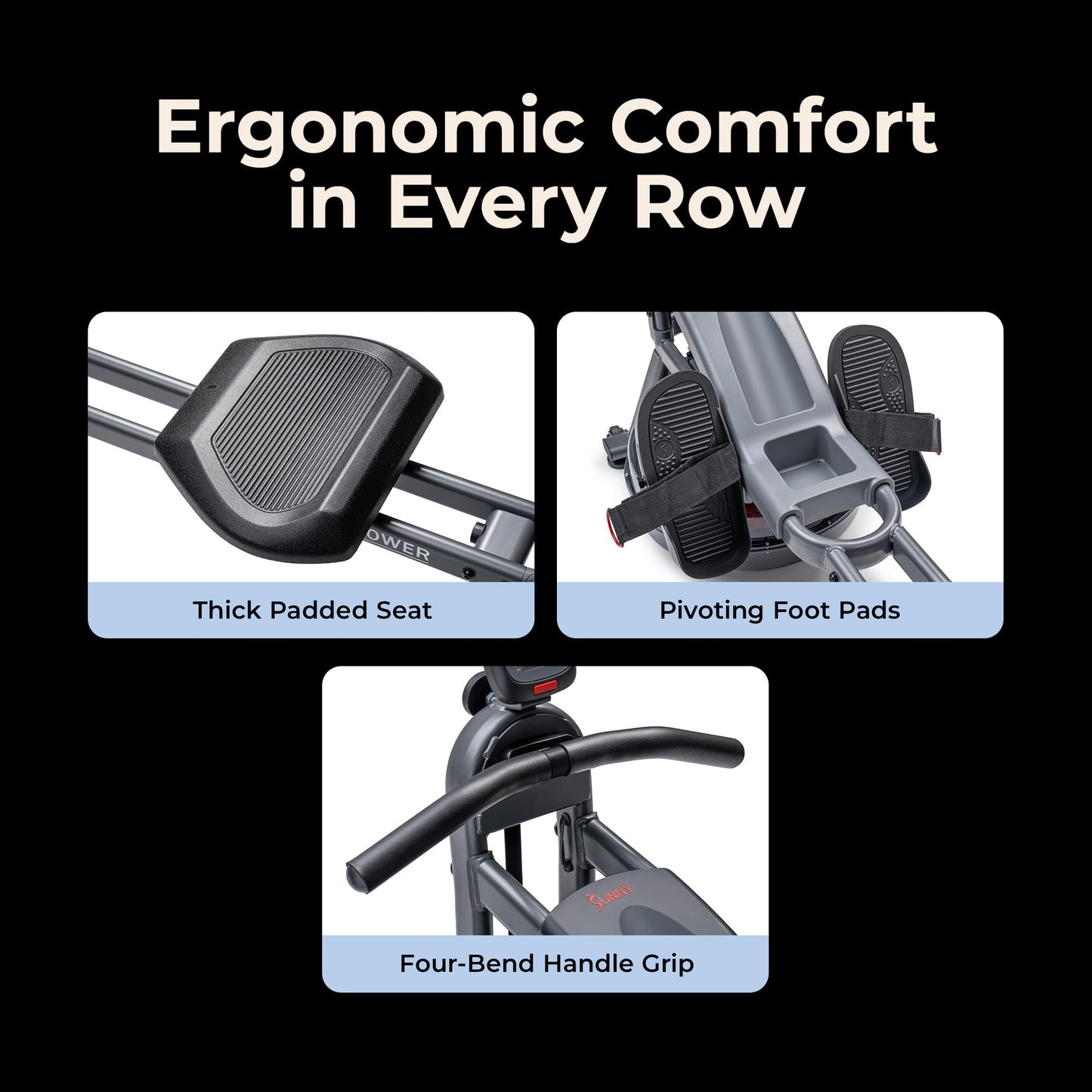 Sunny Health & Fitness Smart Dual-Rail Water Rower, 300LB Weight Capacity with Free SunnyFit App Connection – SF-RW524022