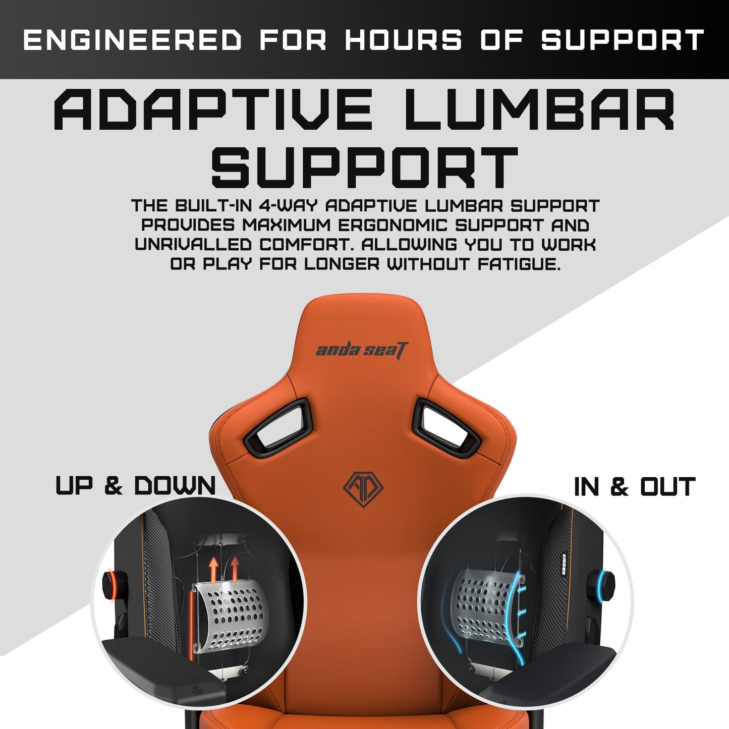 Anda Seat Kaiser 3 Large Gaming Chair for Adults - Ergonomic Orange PVC Leather Gaming Seat with Lumbar Support, Comfortable Office Chair with Neck Support - Heavy Duty Wide Computer Seat