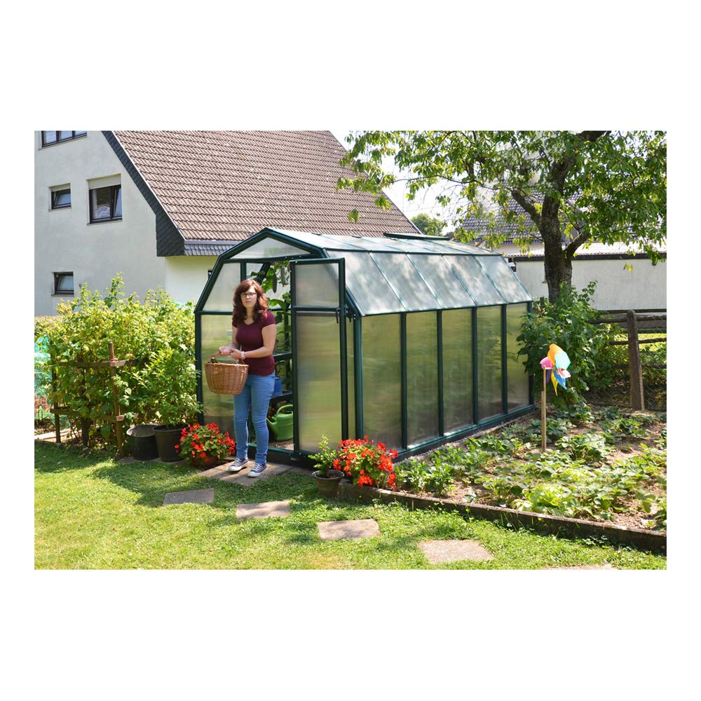 Palram - Canopia Rion EcoGrow 2 | 6 Ft. x 10 Ft. Greenhouse, Large Twin Wall Polycarbonate Heavy Duty Green House DIY Kit for Garden, Yard, Plants, Walk-in for Outdoors with Window Vent (Green)