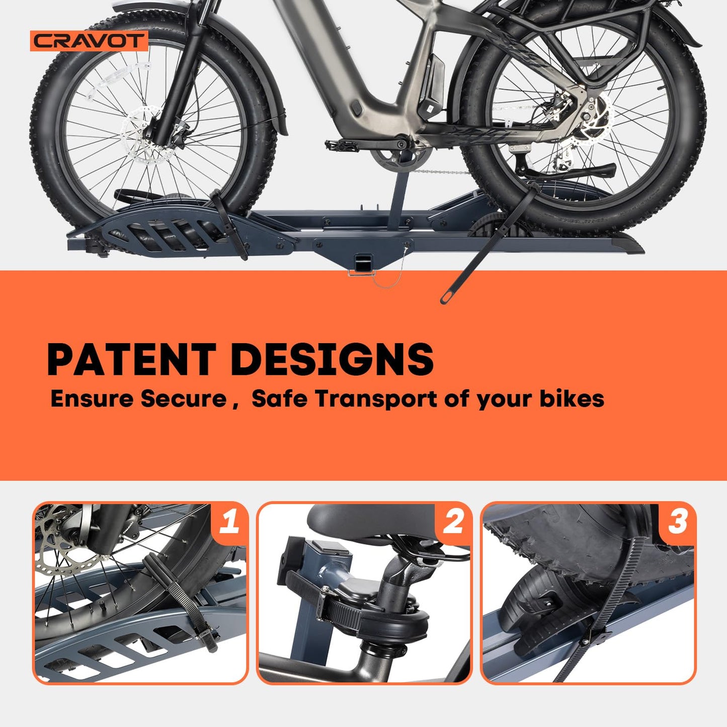 CRAVOT CyberRack E2 Hitch 2 E-Bike Rack with Ramp,200 lbs Capacity