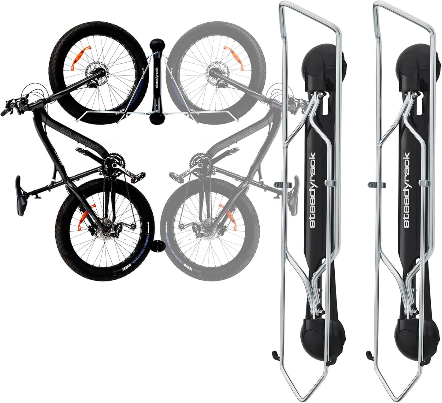 Steadyrack Fat Tire Bike Rack – Vertical Wall Mount Storage for Fat Bikes with 2.8”–4.5” Wide Tires – Space-Saving Pivot Design for Garage or Home