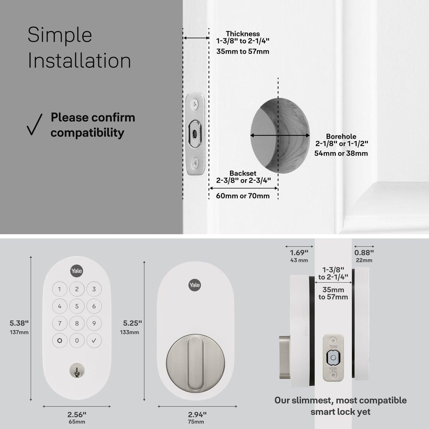 Yale Matte Black Keyed Deadbolt Smart Lock with Google Matter, YRD510-MT1-BLK