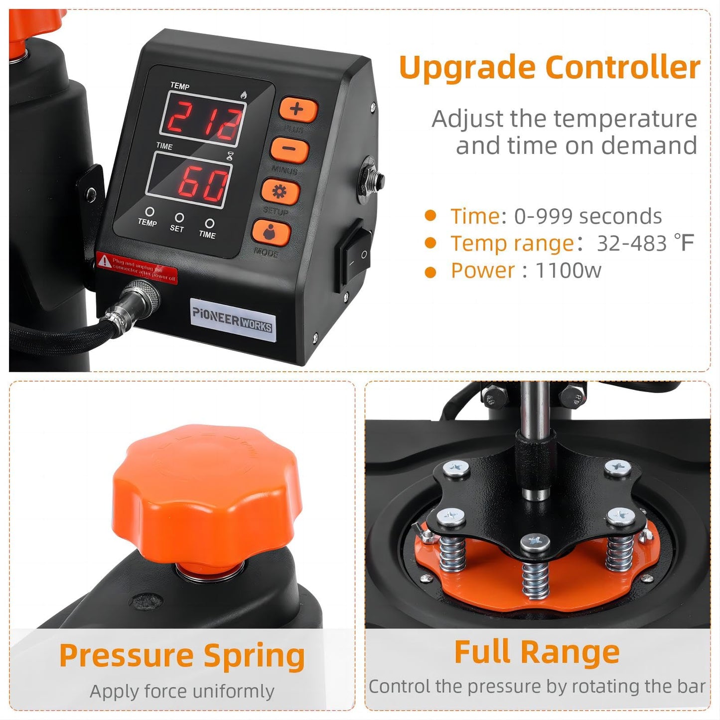 6 in 1 Heat Press Machine, 12" x 15" Professional Sublimation Machine, Heat Press Machine for T-Shirts, 360° Swing Away, 0-410℉, 3 Preset Modes Heat Transfer Machine