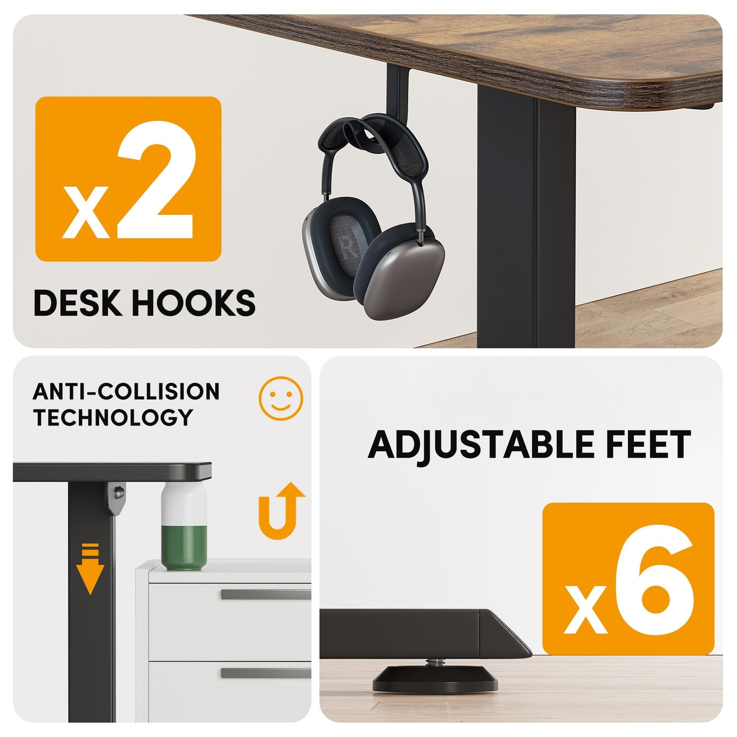 Cubiker L Shaped Standing Desk - 63 x 55 Inch Electric Adjustable Height Corner Standing Desk, Ergonomic Sit Stand Up Table, Splice Board for Home Office, Rustic Brown
