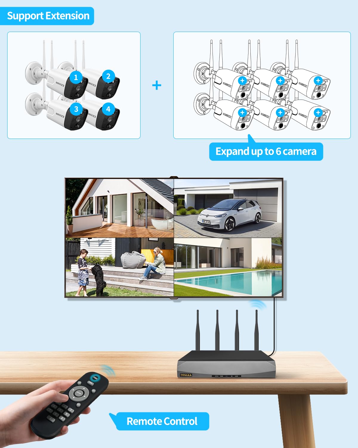 (2026 Updated) 5MP Wireless Security Camera System with 10CH NVR & 10" IPS Monitor, 4 Dual-Antenna Cameras, Dual-Band WiFi, 2-Way Audio, IP66 Waterproof, 1TB HDD, Free App
