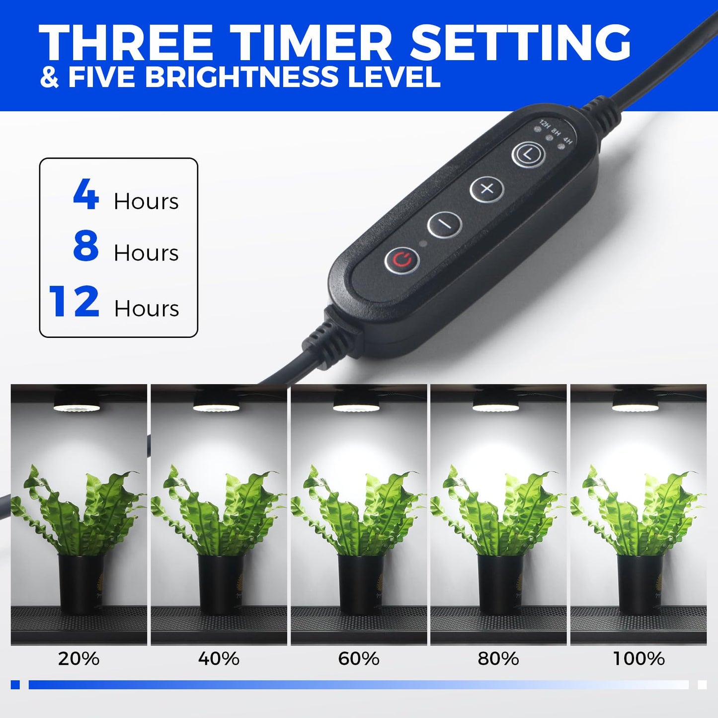 Barrina Puck Grow Light, Full Spectrum 5000K, 36W (4 x 9W), 4 Packs with Timer, Aluminum, Model OG09-B4T, Black
