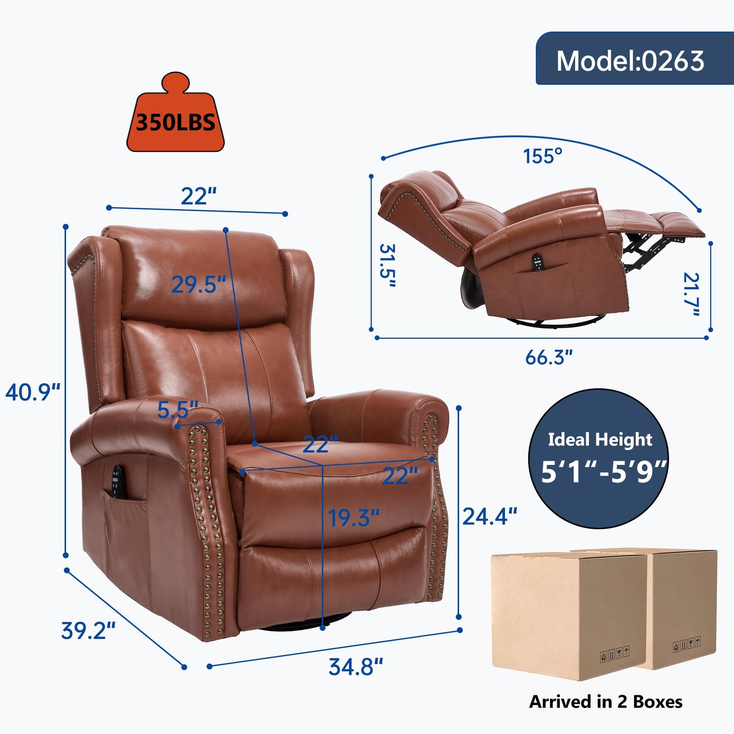 KEIKI Heat Massage Recliner Chair with Rocker & 360° Swivel, Manual Handle Reclining Lounge Chair with Lumbar Heat, Vibration Massage & Cushion Back for Living Room, Red