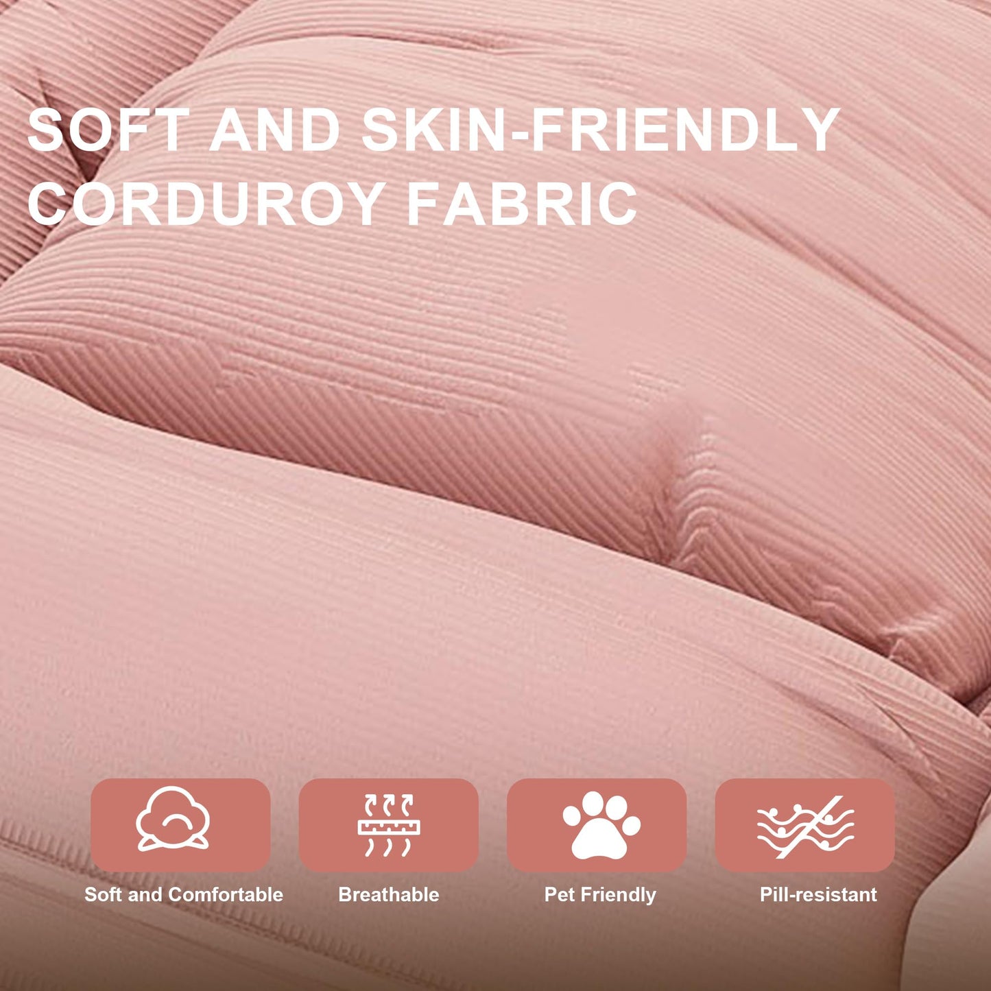 KEIKI 71" Human Dog Bed for Adults, Giant Plush Floor Sofa Bed with 5 Adjustable Positions & 2 Pillows, Foldable Faux Fur/Corduroy Lounge Bed for Relaxing, Gaming, Napping, Living Room Bedroom, Pink
