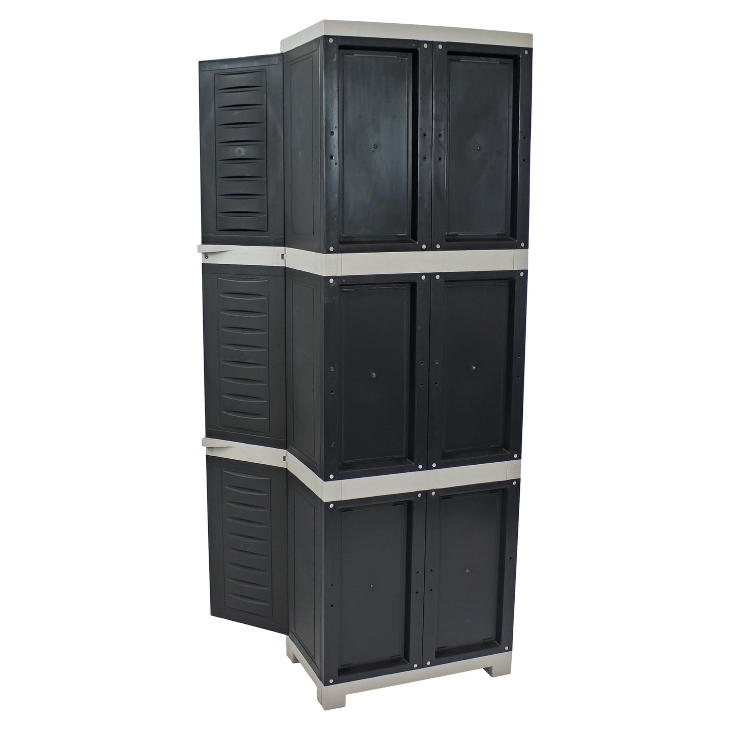 Sunnydaze 72" H Resin Garage Storage Cabinet - Garage Cabinet with Lockable Doors and Adjustable Shelves - Freestanding Utility Storage for Laundry Room, Office, Basement - Charcoal/Gray Trim