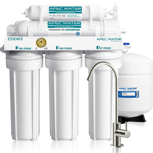 APEC Water ROES-50, 5-Stage Under Sink Reverse Osmosis Water Filter System, NSF Certified 372 & 58, 50 GPD, Reduces 99% of Impurities