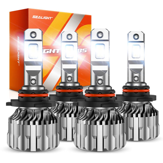 SEALIGHT 9005 9006 Fog Light Bulbs, Dual Beam 56,000LM, HB3 H9 Combo, Plug and Play, Pack of 4