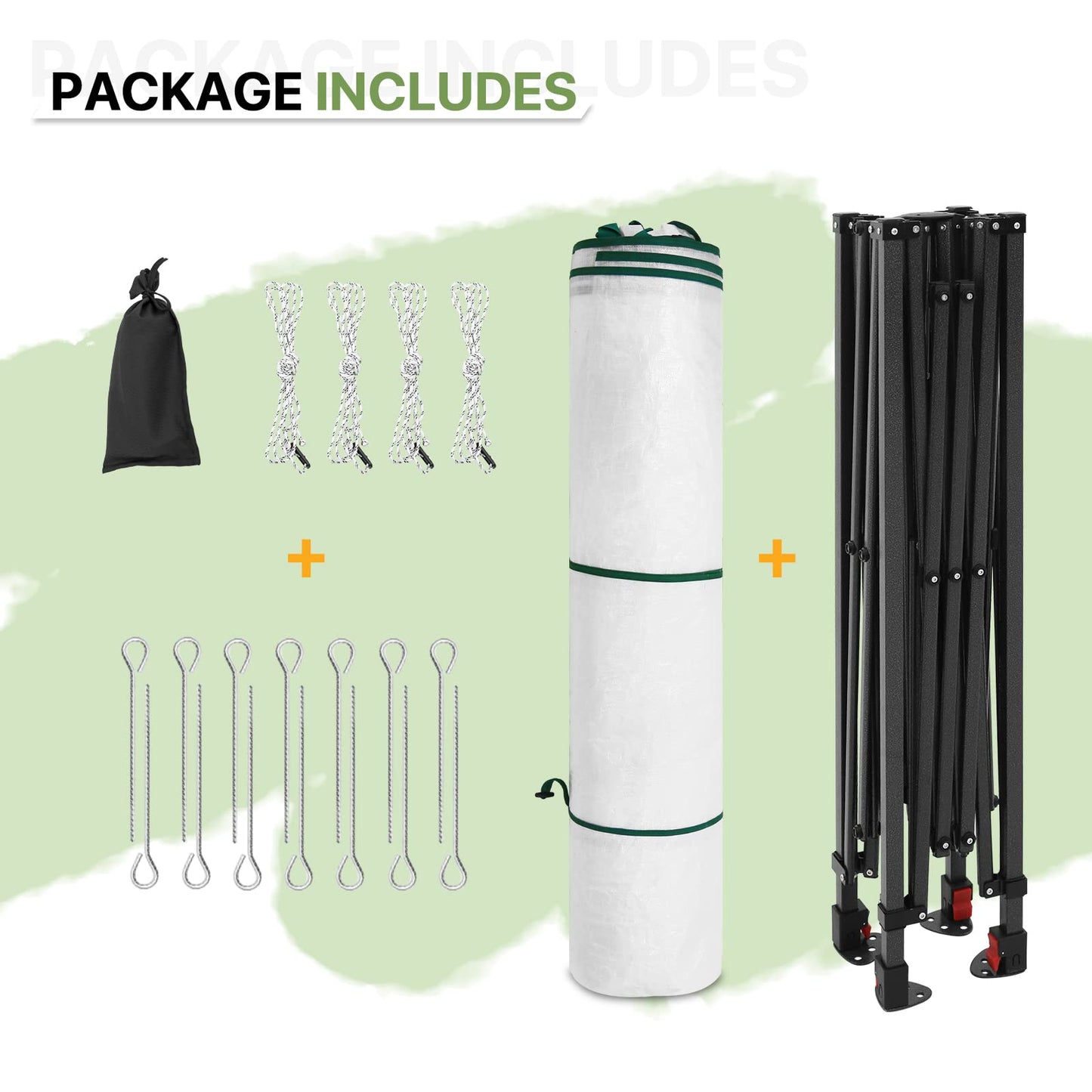 EAGLE PEAK 8x6 Portable Walk in Greenhouse, Pop Up Indoor Outdoor Greenhouse, Green House Kit with Zippered Roll-Up Doors and Windows, Woven Cover, Translucent
