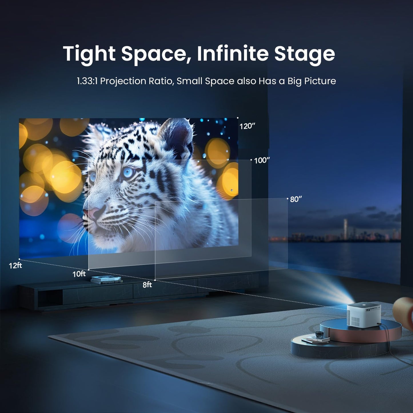 [Auto Focus & Keystone/4K Support] Yaber U11 Smart Projector with Built-in Apps & Wi-Fi 6, Dual Stereo Speakers, Bluetooth 5.0 | Instant Setup for Home & Outdoor Movies