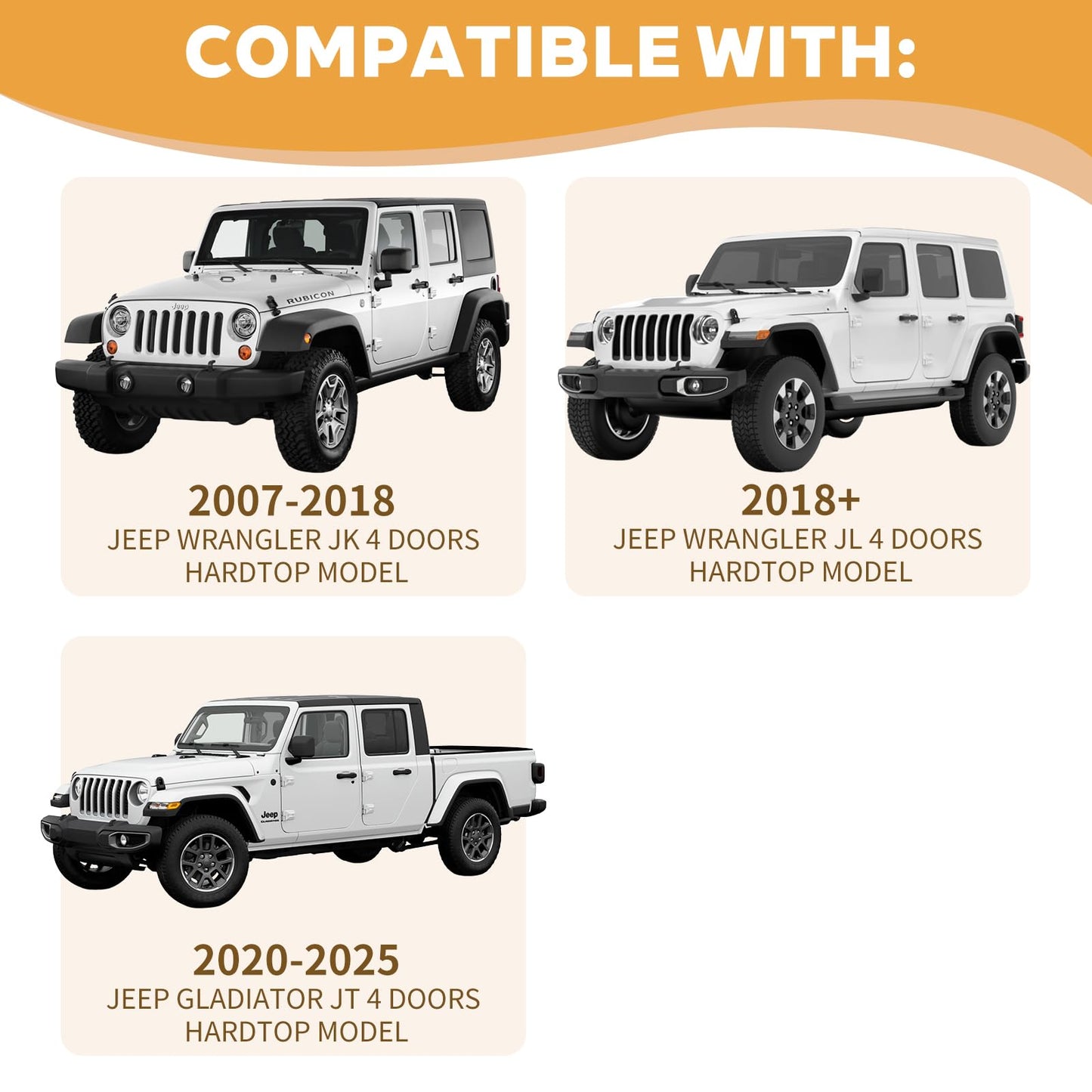 PRYNTO Roof Rack Cross Bars for Wrangler JK JL Gladiator JT 2007-2024, Heavy-Duty Steel, 450 lbs Capacity, Easy Install, Multi-Function, Reduces Wind Noise