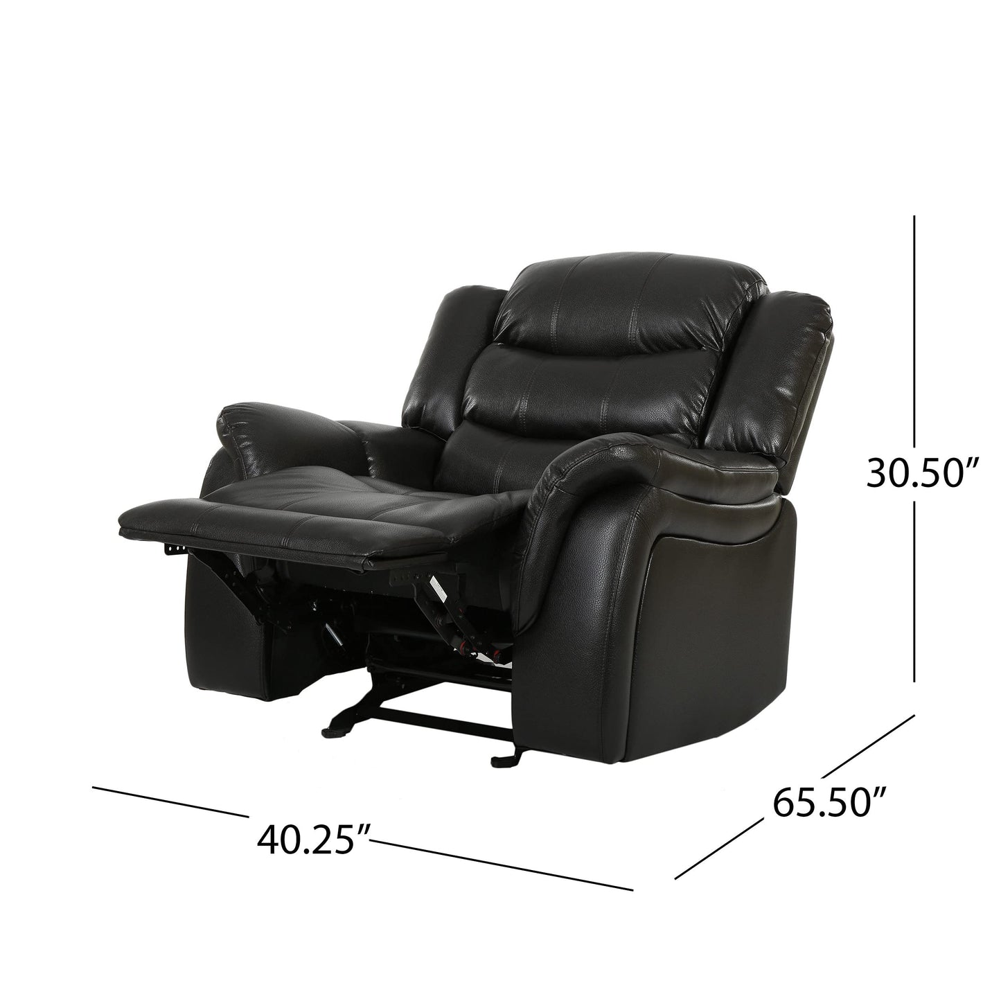 Christopher Knight Home GDFStudio Great Deal Furniture Merit Black Leather Recliner/Glider Chair