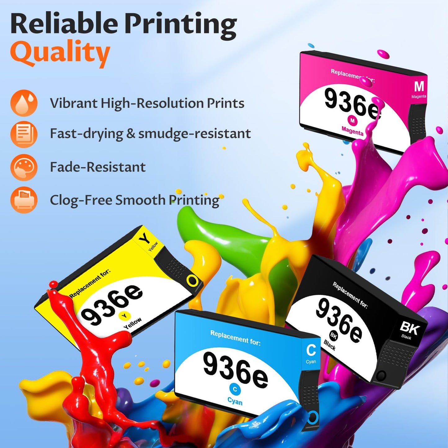 936e 936 Ink Cartridges OfficeJet Pro 9125e 9120e 9135e Compatible with HP 936e 936 936XL Ink Combo Pack HP936 HP936e for OfficeJet 9122e Pro 9120e 9125e 9135e 9730e 9128e 9110b 9130b High Yield